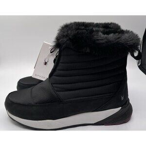 Used Once Spyder Women's Black Winter Fur-Trim Snow Boots- no tag